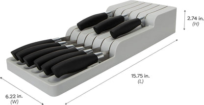 2 Tier Knife Drawer Organizer | Holds 11 Knives | Utensil Holder | Knife Block | Storage & Organization | Space Saver | Natural