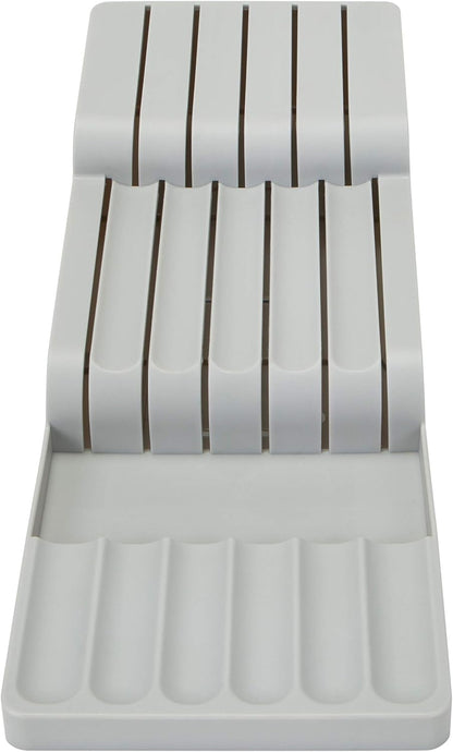 2 Tier Knife Drawer Organizer | Holds 11 Knives | Utensil Holder | Knife Block | Storage & Organization | Space Saver | Natural
