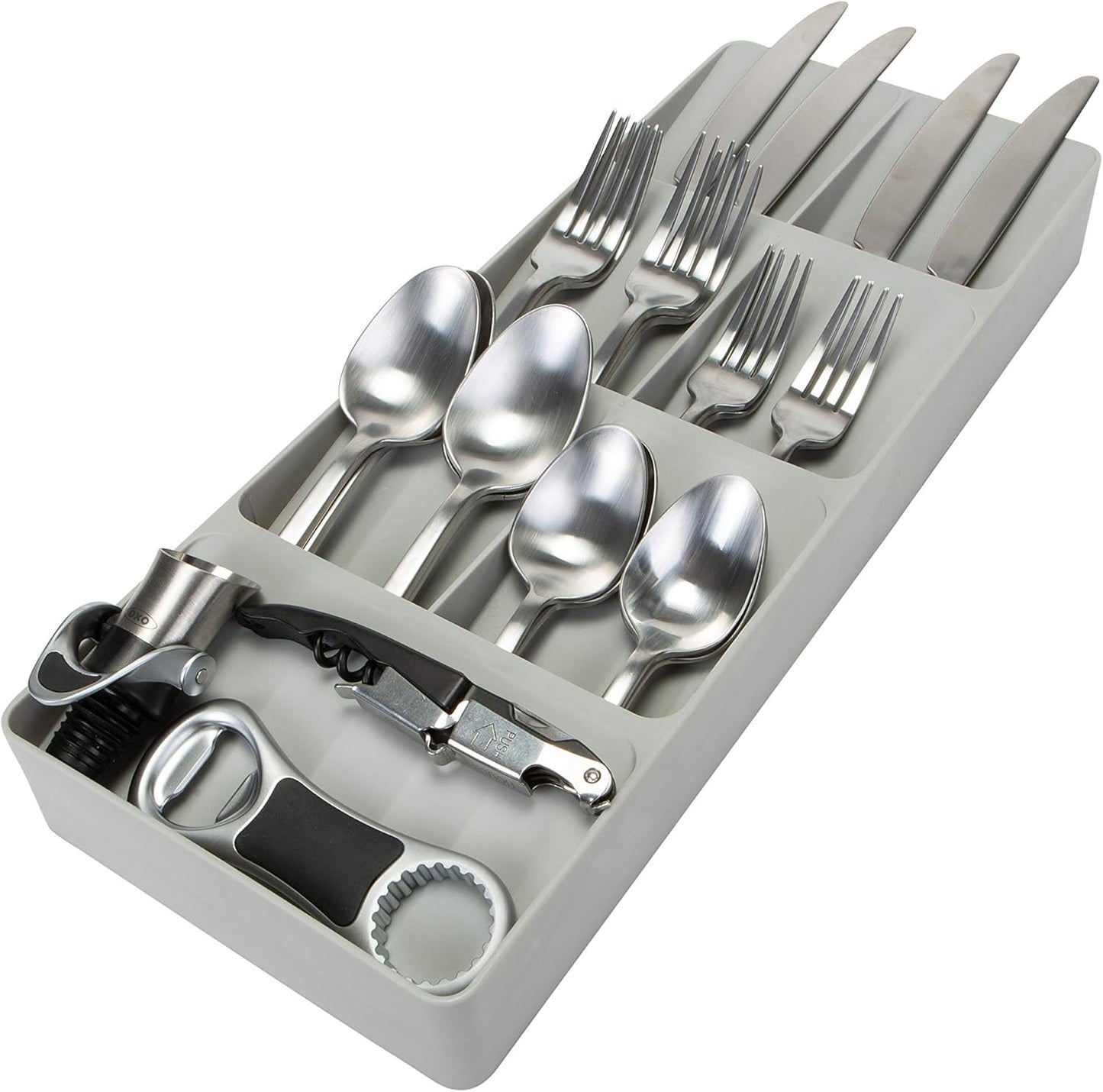 2 Tier Knife Drawer Organizer | Holds 11 Knives | Utensil Holder | Knife Block | Storage & Organization | Space Saver | Natural