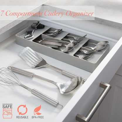 2 Tier Knife Drawer Organizer | Holds 11 Knives | Utensil Holder | Knife Block | Storage & Organization | Space Saver | Natural