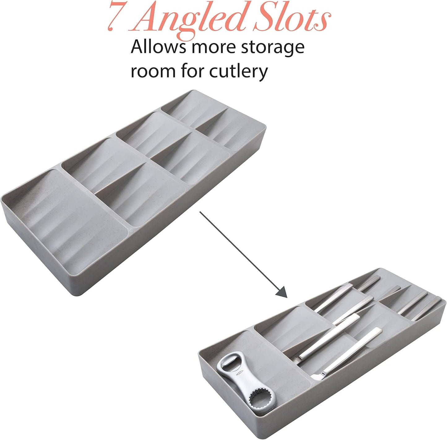 2 Tier Knife Drawer Organizer | Holds 11 Knives | Utensil Holder | Knife Block | Storage & Organization | Space Saver | Natural