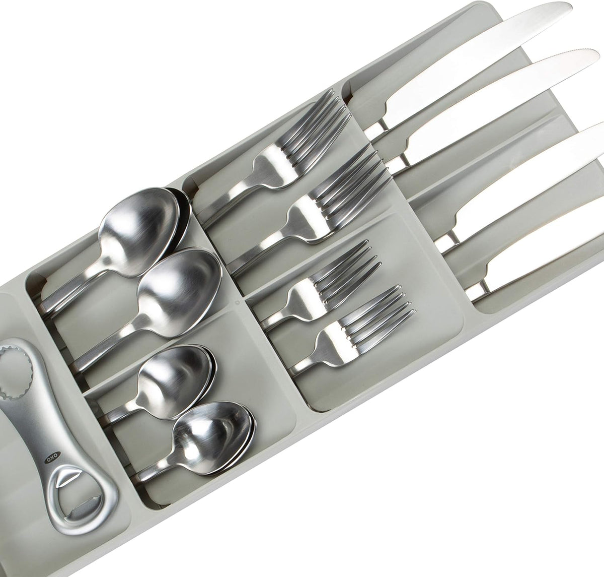 2 Tier Knife Drawer Organizer | Holds 11 Knives | Utensil Holder | Knife Block | Storage & Organization | Space Saver | Natural