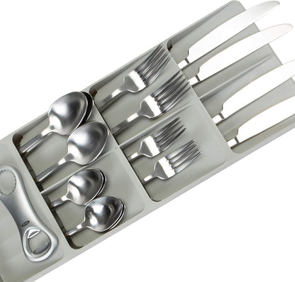 2 Tier Knife Drawer Organizer | Holds 11 Knives | Utensil Holder | Knife Block | Storage & Organization | Space Saver | Natural