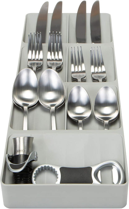 2 Tier Knife Drawer Organizer | Holds 11 Knives | Utensil Holder | Knife Block | Storage & Organization | Space Saver | Natural