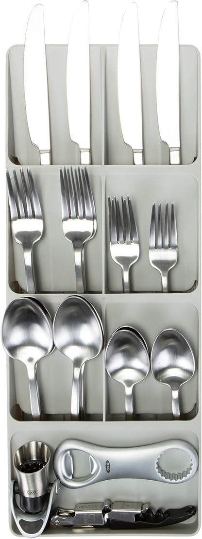2 Tier Knife Drawer Organizer | Holds 11 Knives | Utensil Holder | Knife Block | Storage & Organization | Space Saver | Natural