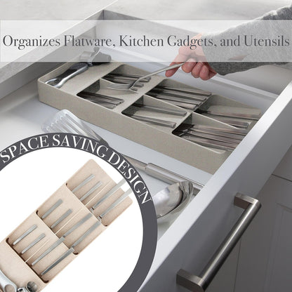 2 Tier Knife Drawer Organizer | Holds 11 Knives | Utensil Holder | Knife Block | Storage & Organization | Space Saver | Natural
