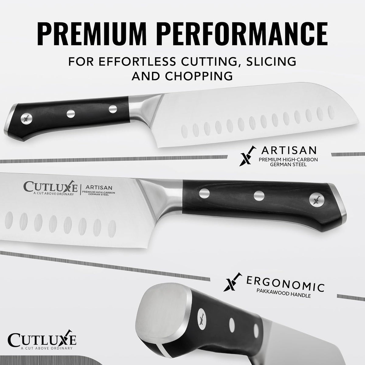 Santoku Knife, 7" Meat & Vegetable Chopping Knife – Sheath Included
