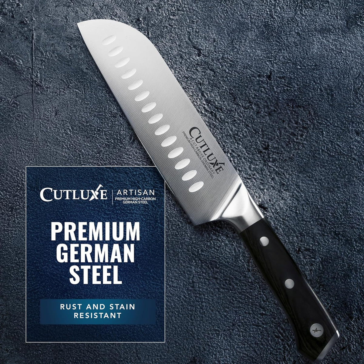 Santoku Knife, 7" Meat & Vegetable Chopping Knife – Sheath Included