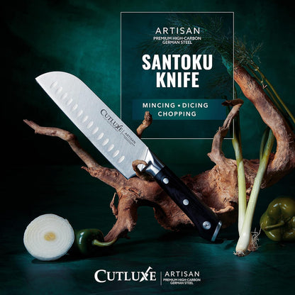 Santoku Knife, 7" Meat & Vegetable Chopping Knife – Sheath Included