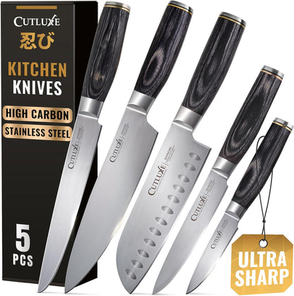Santoku Knife, 7" Meat & Vegetable Chopping Knife – Sheath Included