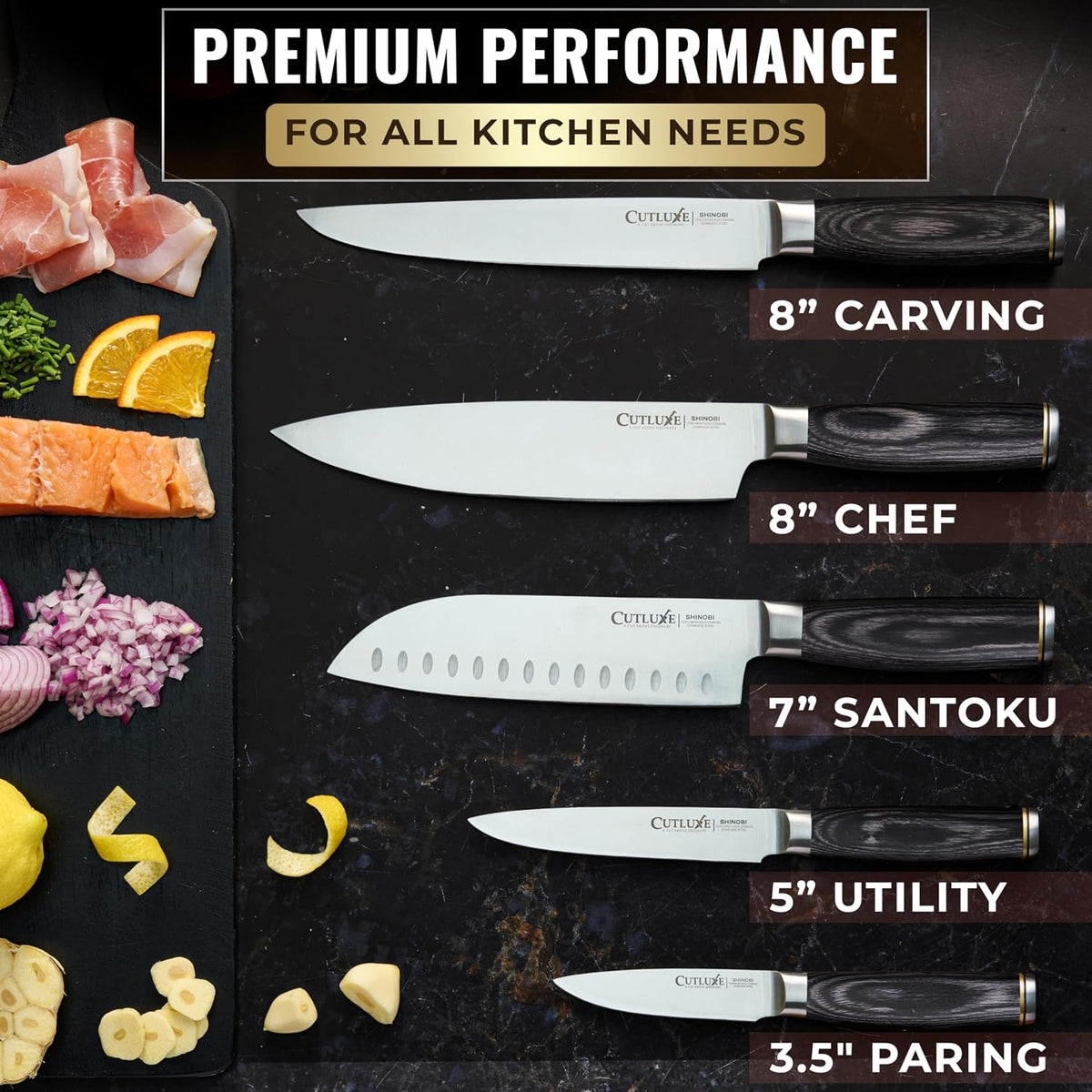 Santoku Knife, 7" Meat & Vegetable Chopping Knife – Sheath Included