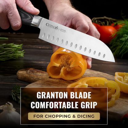 Santoku Knife, 7" Meat & Vegetable Chopping Knife – Sheath Included