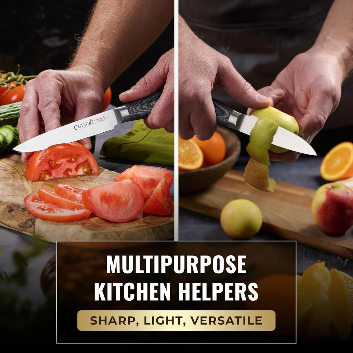 Santoku Knife, 7" Meat & Vegetable Chopping Knife – Sheath Included