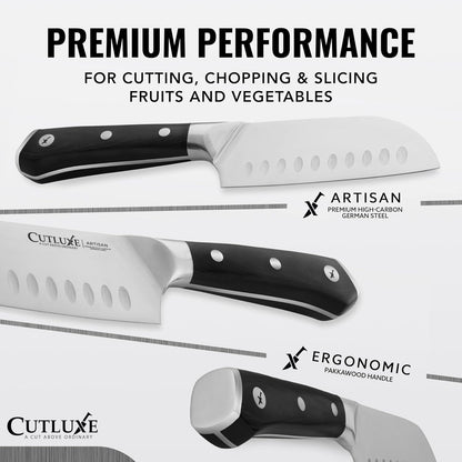 Santoku Knife, 7" Meat & Vegetable Chopping Knife – Sheath Included