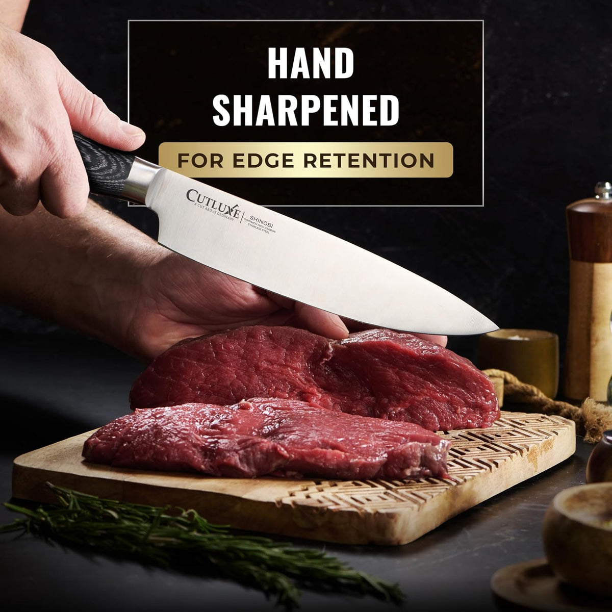 Santoku Knife, 7" Meat & Vegetable Chopping Knife – Sheath Included