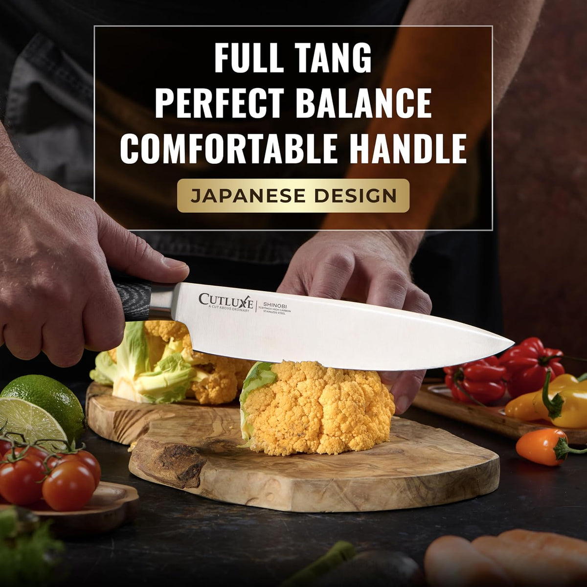 Santoku Knife, 7" Meat & Vegetable Chopping Knife – Sheath Included