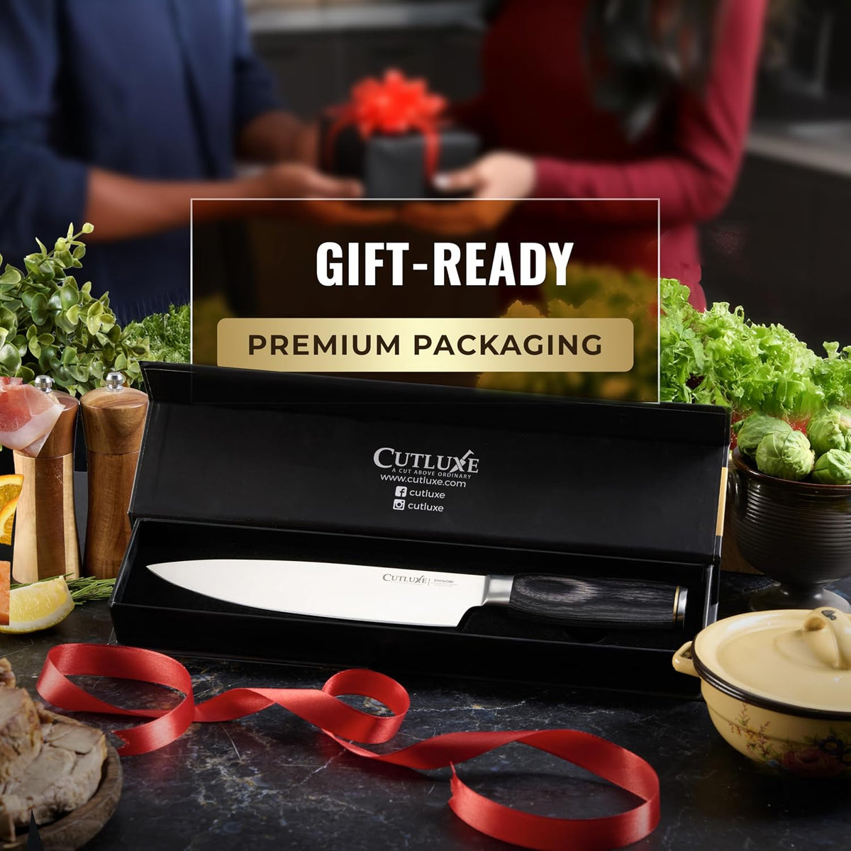 Santoku Knife, 7" Meat & Vegetable Chopping Knife – Sheath Included