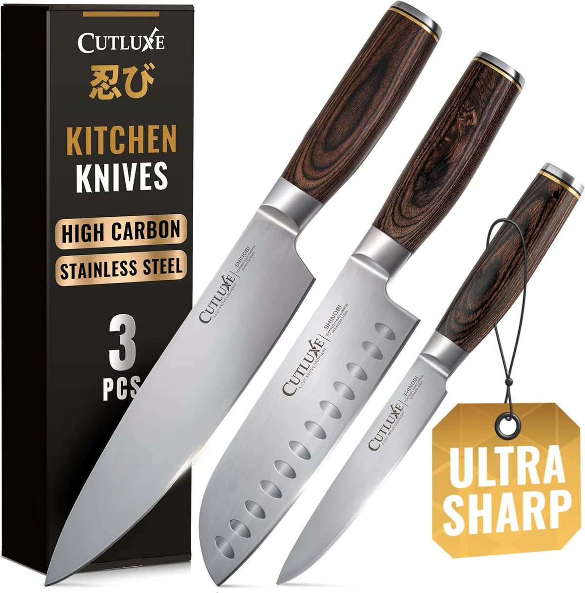 Santoku Knife, 7" Meat & Vegetable Chopping Knife – Sheath Included