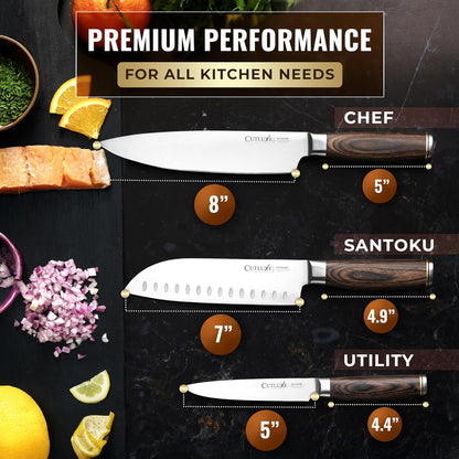 Santoku Knife, 7" Meat & Vegetable Chopping Knife – Sheath Included
