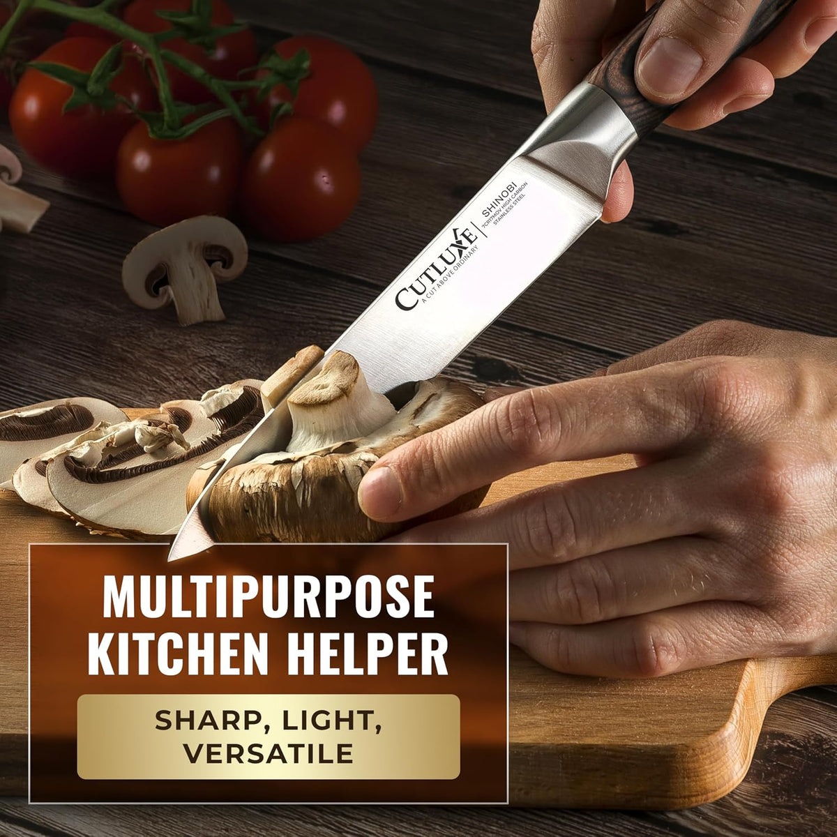 Santoku Knife, 7" Meat & Vegetable Chopping Knife – Sheath Included
