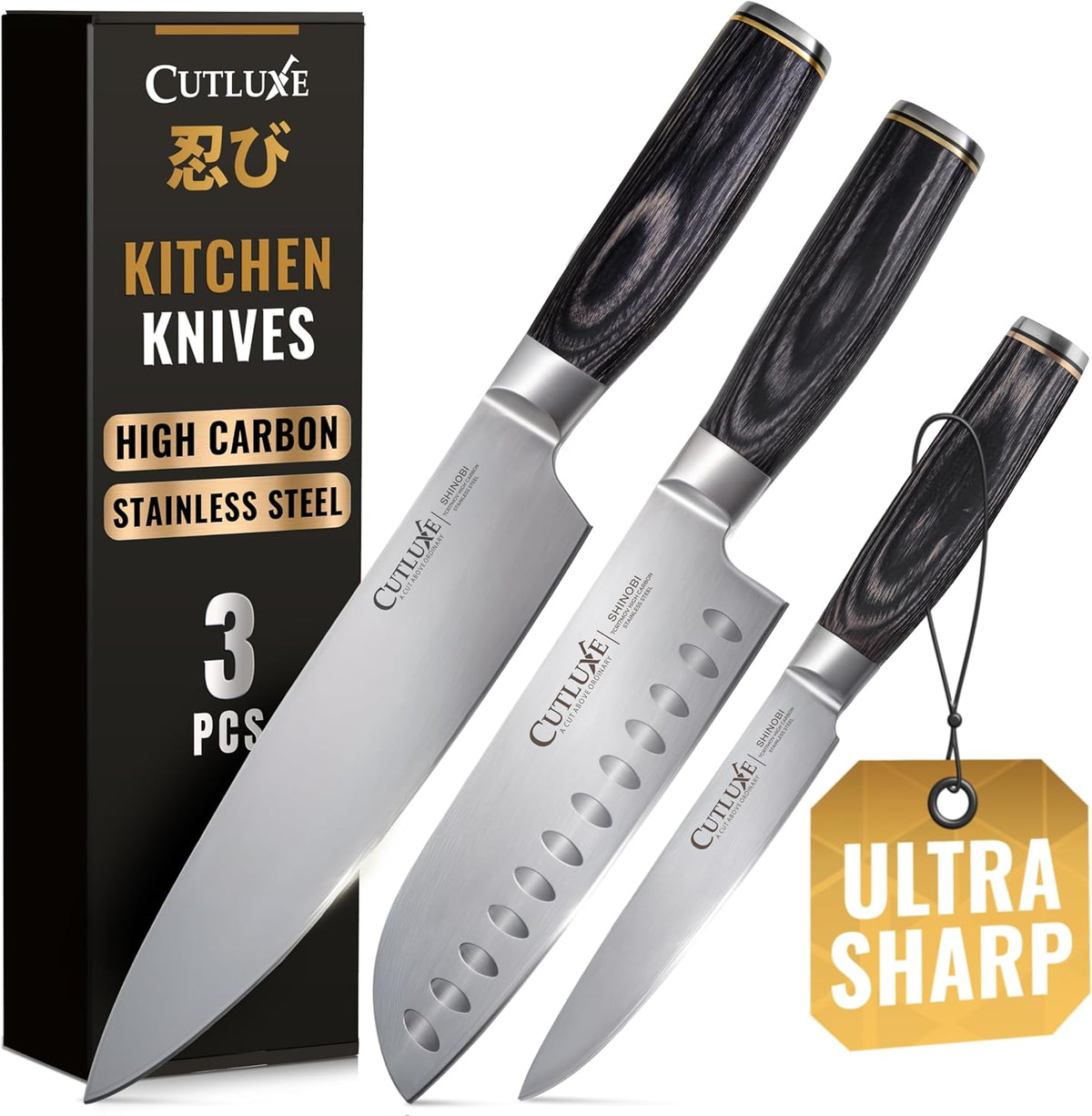Santoku Knife, 7" Meat & Vegetable Chopping Knife – Sheath Included