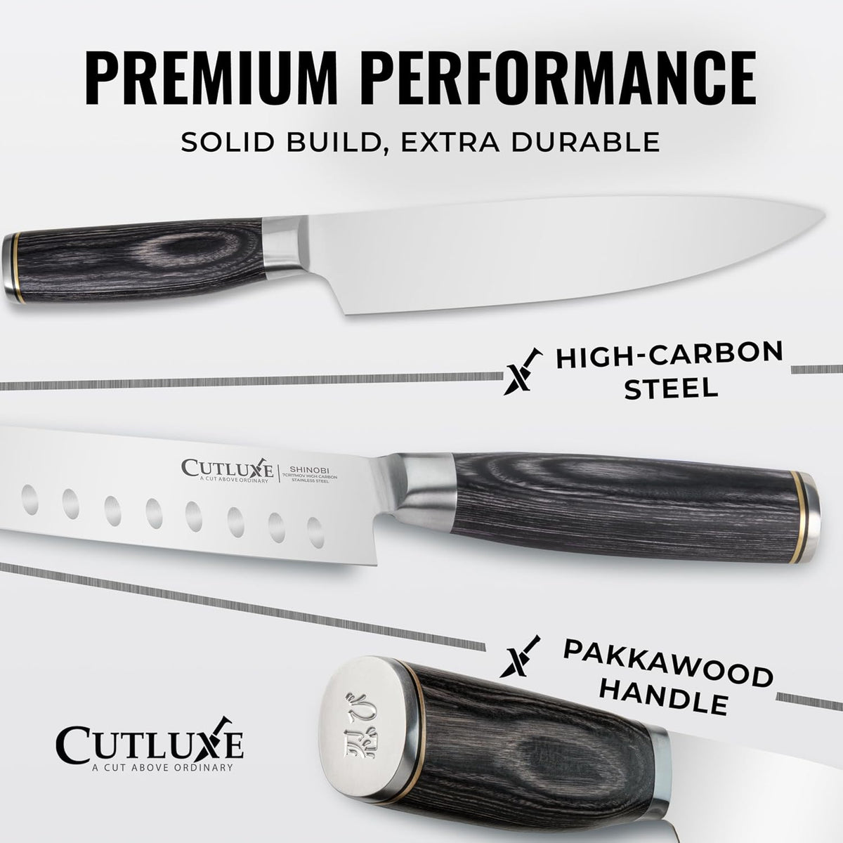 Santoku Knife, 7" Meat & Vegetable Chopping Knife – Sheath Included