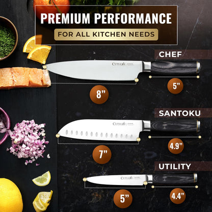 Santoku Knife, 7" Meat & Vegetable Chopping Knife – Sheath Included