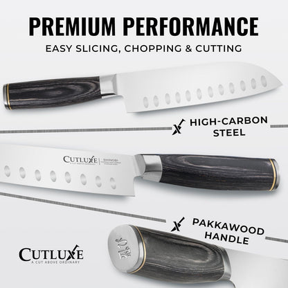 Santoku Knife, 7" Meat & Vegetable Chopping Knife – Sheath Included