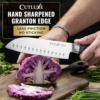 Santoku Knife, 7" Meat & Vegetable Chopping Knife – Sheath Included