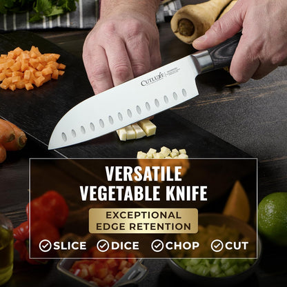 Santoku Knife, 7" Meat & Vegetable Chopping Knife – Sheath Included