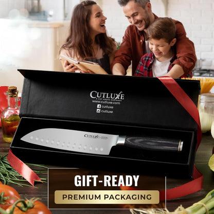 Santoku Knife, 7" Meat & Vegetable Chopping Knife – Sheath Included