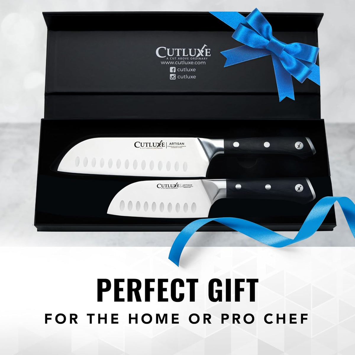 Santoku Knife, 7" Meat & Vegetable Chopping Knife – Sheath Included