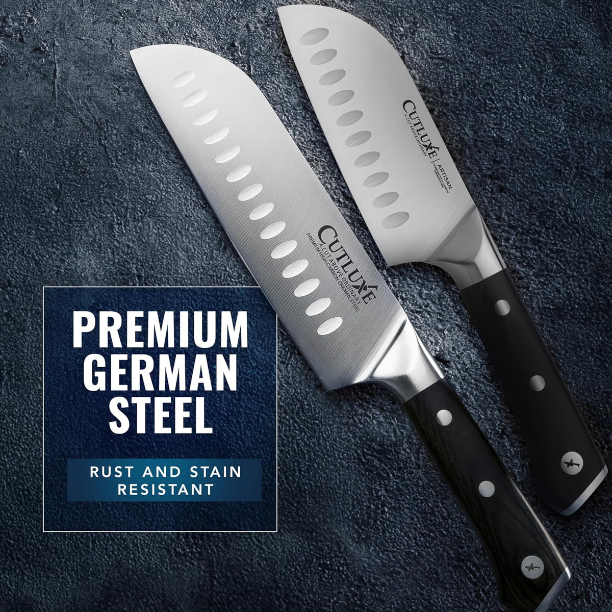 Santoku Knife, 7" Meat & Vegetable Chopping Knife – Sheath Included