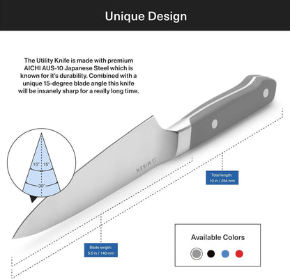 6.8" Chef Knife – High Carbon Japanese AUS-10 Stainless Steel – Hybrid German & Japanese Blade – Precision Kitchen Knife for Professionals & Home Cooks – Ultimate Cutting Performance - Black