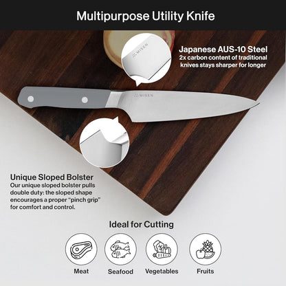 6.8" Chef Knife – High Carbon Japanese AUS-10 Stainless Steel – Hybrid German & Japanese Blade – Precision Kitchen Knife for Professionals & Home Cooks – Ultimate Cutting Performance - Black