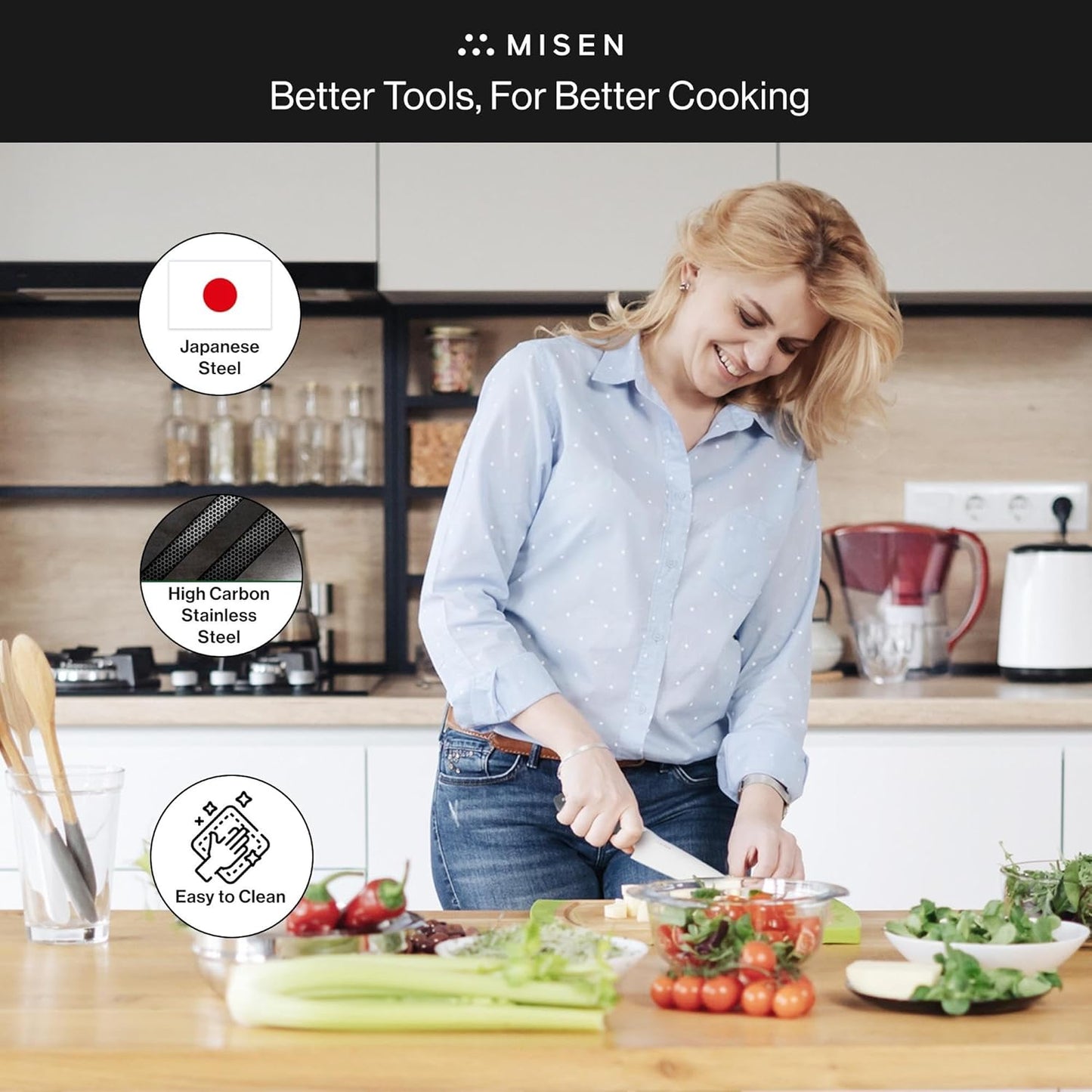 6.8" Chef Knife – High Carbon Japanese AUS-10 Stainless Steel – Hybrid German & Japanese Blade – Precision Kitchen Knife for Professionals & Home Cooks – Ultimate Cutting Performance - Black