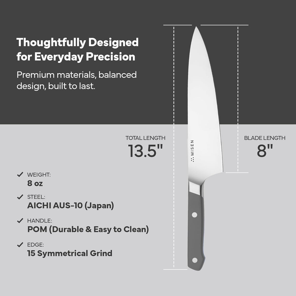 6.8" Chef Knife – High Carbon Japanese AUS-10 Stainless Steel – Hybrid German & Japanese Blade – Precision Kitchen Knife for Professionals & Home Cooks – Ultimate Cutting Performance - Black