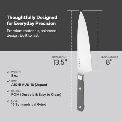 6.8" Chef Knife – High Carbon Japanese AUS-10 Stainless Steel – Hybrid German & Japanese Blade – Precision Kitchen Knife for Professionals & Home Cooks – Ultimate Cutting Performance - Black