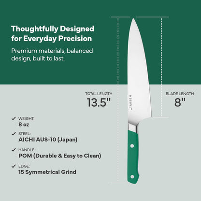 6.8" Chef Knife – High Carbon Japanese AUS-10 Stainless Steel – Hybrid German & Japanese Blade – Precision Kitchen Knife for Professionals & Home Cooks – Ultimate Cutting Performance - Black