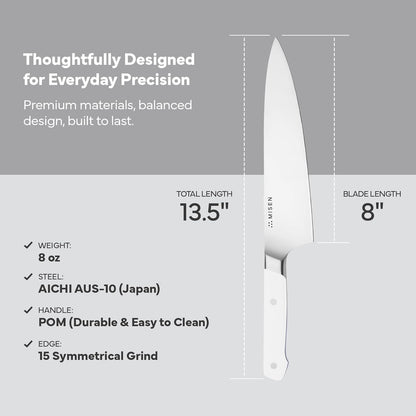 6.8" Chef Knife – High Carbon Japanese AUS-10 Stainless Steel – Hybrid German & Japanese Blade – Precision Kitchen Knife for Professionals & Home Cooks – Ultimate Cutting Performance - Black