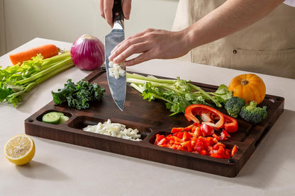 Walnut Cutting Boards for Kitchen Solid Wood End Grain 17"×13"×1" | Large Chopping Board Double Sided with Handle, Hardwood Charcuterie Butcher Block for Meal Prep & Serving with Gift Box
