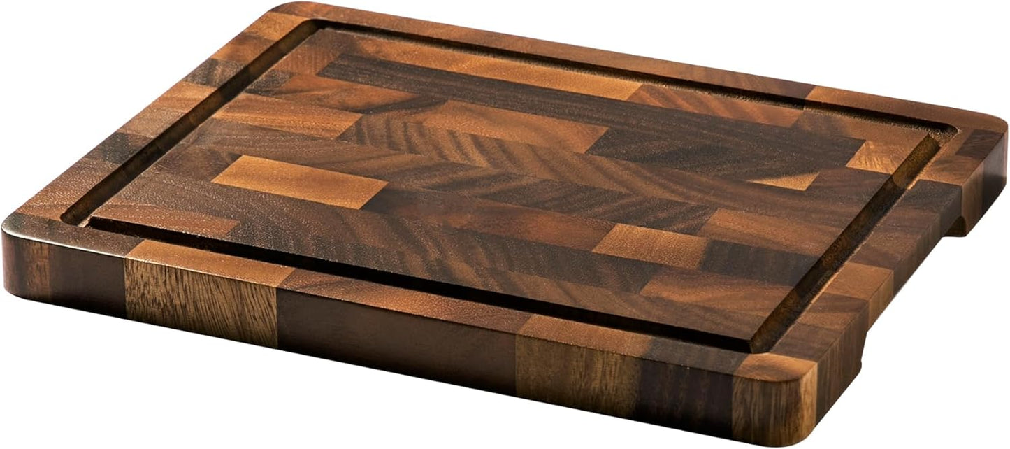 Walnut Cutting Boards for Kitchen Solid Wood End Grain 17"×13"×1" | Large Chopping Board Double Sided with Handle, Hardwood Charcuterie Butcher Block for Meal Prep & Serving with Gift Box