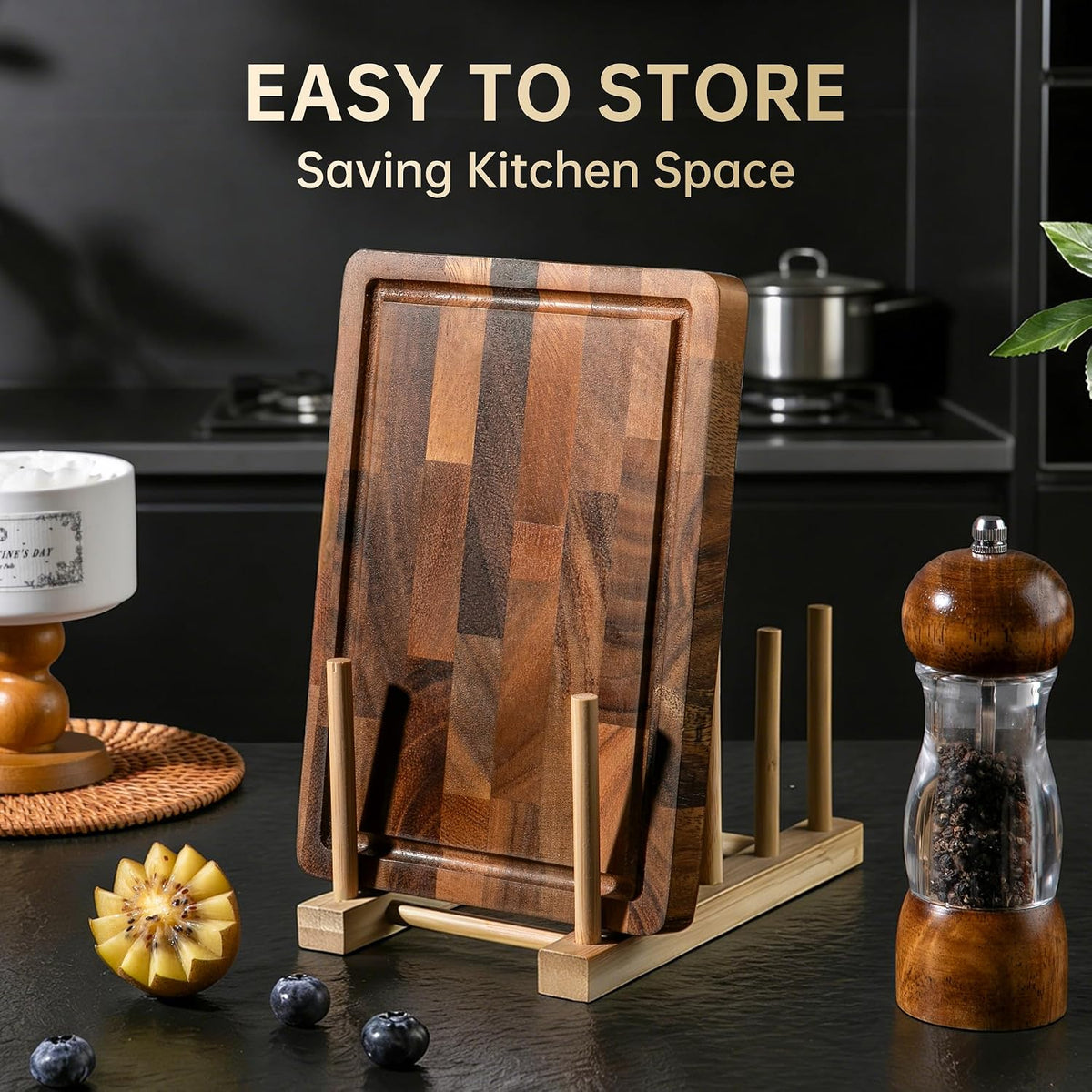 Walnut Cutting Boards for Kitchen Solid Wood End Grain 17"×13"×1" | Large Chopping Board Double Sided with Handle, Hardwood Charcuterie Butcher Block for Meal Prep & Serving with Gift Box