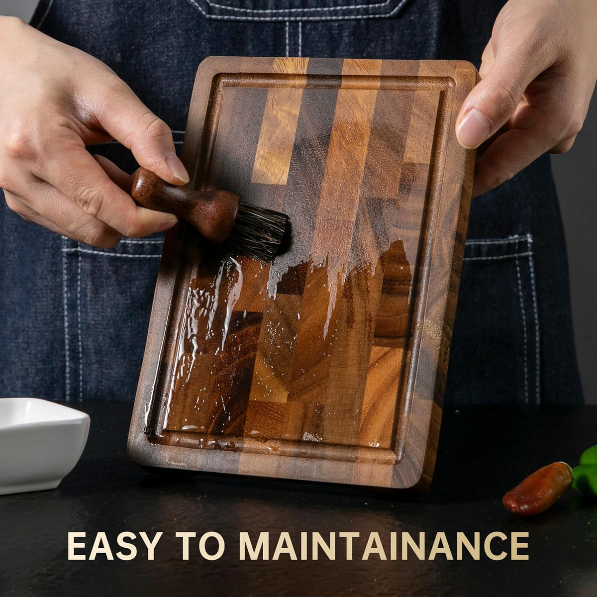 Walnut Cutting Boards for Kitchen Solid Wood End Grain 17"×13"×1" | Large Chopping Board Double Sided with Handle, Hardwood Charcuterie Butcher Block for Meal Prep & Serving with Gift Box