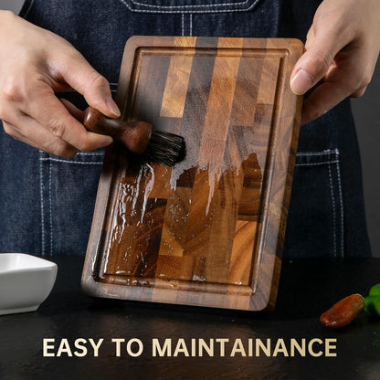 Walnut Cutting Boards for Kitchen Solid Wood End Grain 17"×13"×1" | Large Chopping Board Double Sided with Handle, Hardwood Charcuterie Butcher Block for Meal Prep & Serving with Gift Box