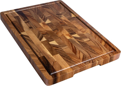 Walnut Cutting Boards for Kitchen Solid Wood End Grain 17"×13"×1" | Large Chopping Board Double Sided with Handle, Hardwood Charcuterie Butcher Block for Meal Prep & Serving with Gift Box