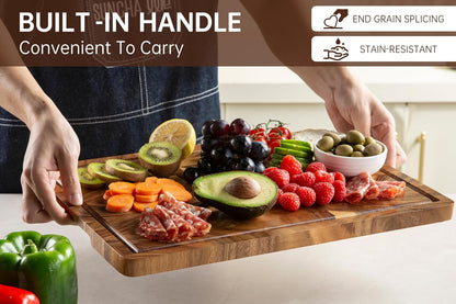 Walnut Cutting Boards for Kitchen Solid Wood End Grain 17"×13"×1" | Large Chopping Board Double Sided with Handle, Hardwood Charcuterie Butcher Block for Meal Prep & Serving with Gift Box