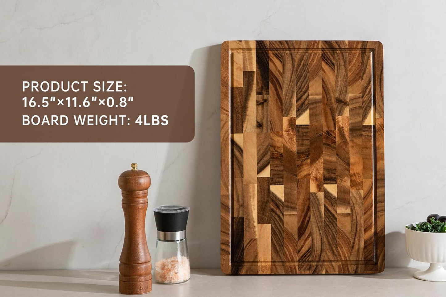 Walnut Cutting Boards for Kitchen Solid Wood End Grain 17"×13"×1" | Large Chopping Board Double Sided with Handle, Hardwood Charcuterie Butcher Block for Meal Prep & Serving with Gift Box