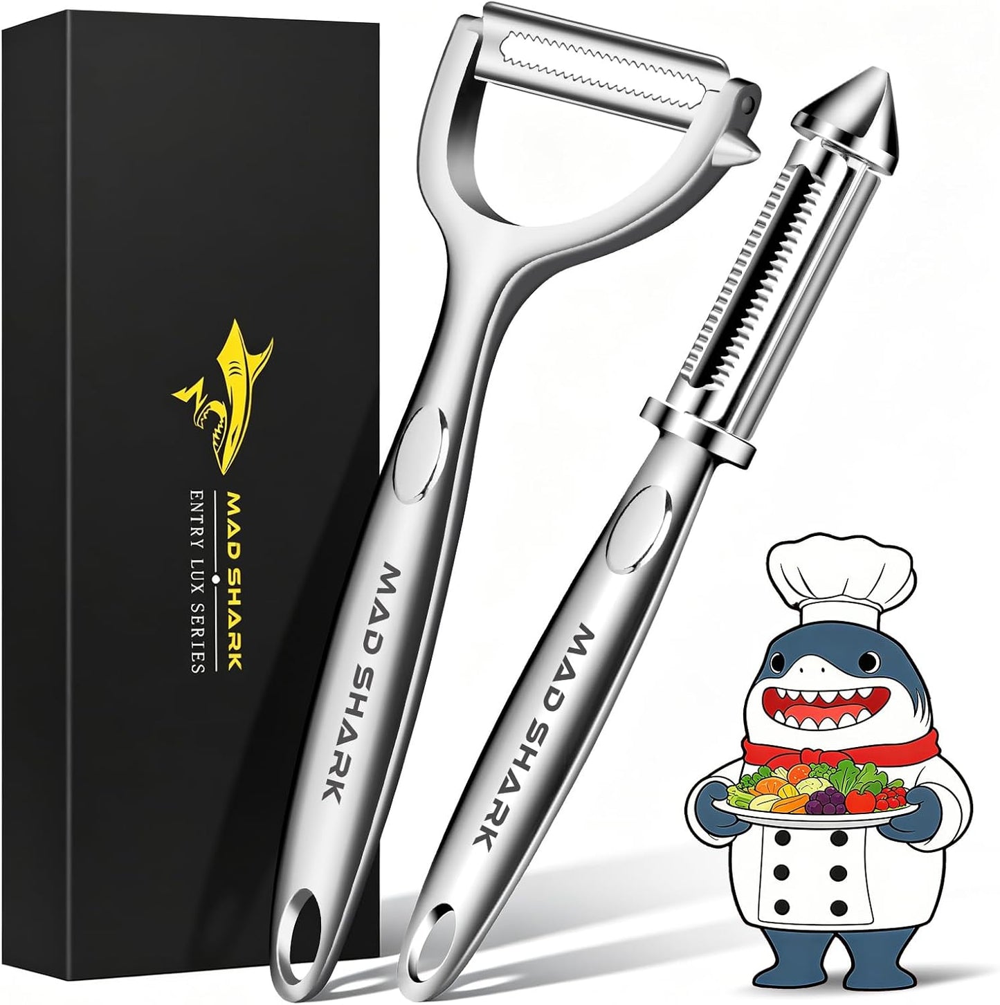 Vegetable Peeler,Ultra Sharp Y Serrated Blade Peelers for Kitchen | Y Shaped Peeler Rust-proof Stainless Steel,Non-slip Ergonomic Grip,Easy Clean for carrots, potatoes, apples, fruits & veggies