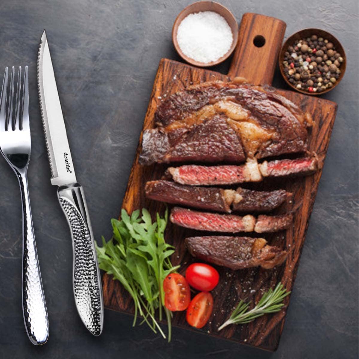Steak Knives Set of 6 Serrated, 4.5 In